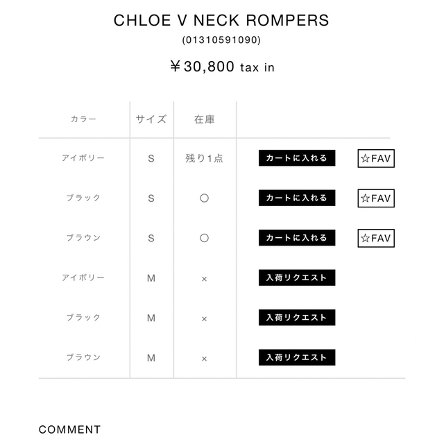 Ameri VINTAGE(アメリヴィンテージ)のameri vintage 完売　CHLOE V NECK ROMPERS レディースのパンツ(オールインワン)の商品写真