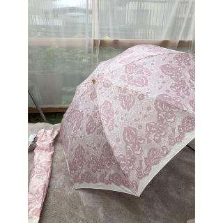 未使用訳あり　ピンク　花柄　47cm 　高級雨折りたたみ傘　日傘カバー有り女性用(傘)