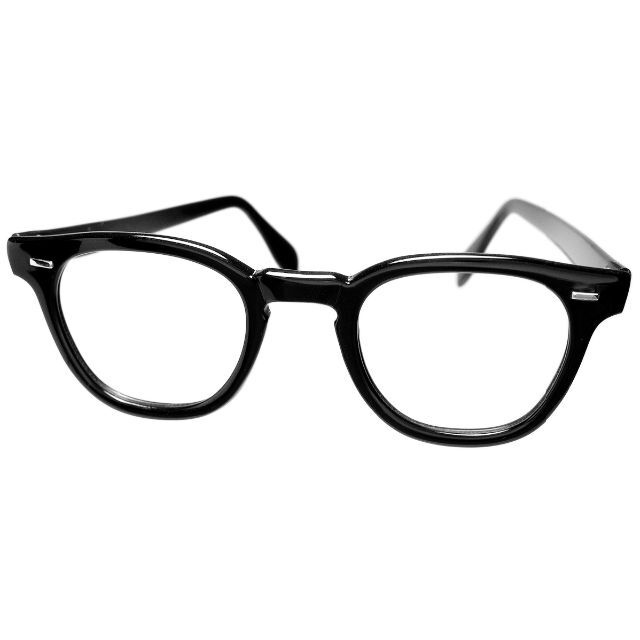 美品50s USA ヴィンテージ アーネル系 ウェリントン ボストン 黒ぶち眼鏡-