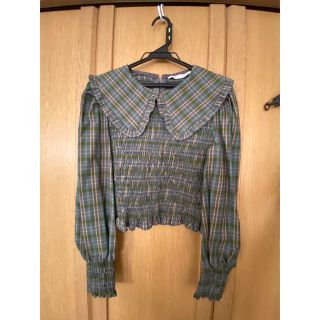 ザラ(ZARA)のZARA ピーターパンカラー　チェック　ブラウス　(シャツ/ブラウス(長袖/七分))