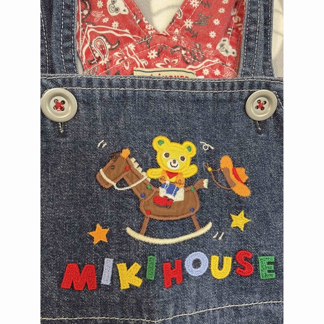 mikihouse(ミキハウス)のMIKI HOUSE セット売り♪ オーバーオールと襟付きTシャツ　80 90 キッズ/ベビー/マタニティのベビー服(~85cm)(カバーオール)の商品写真