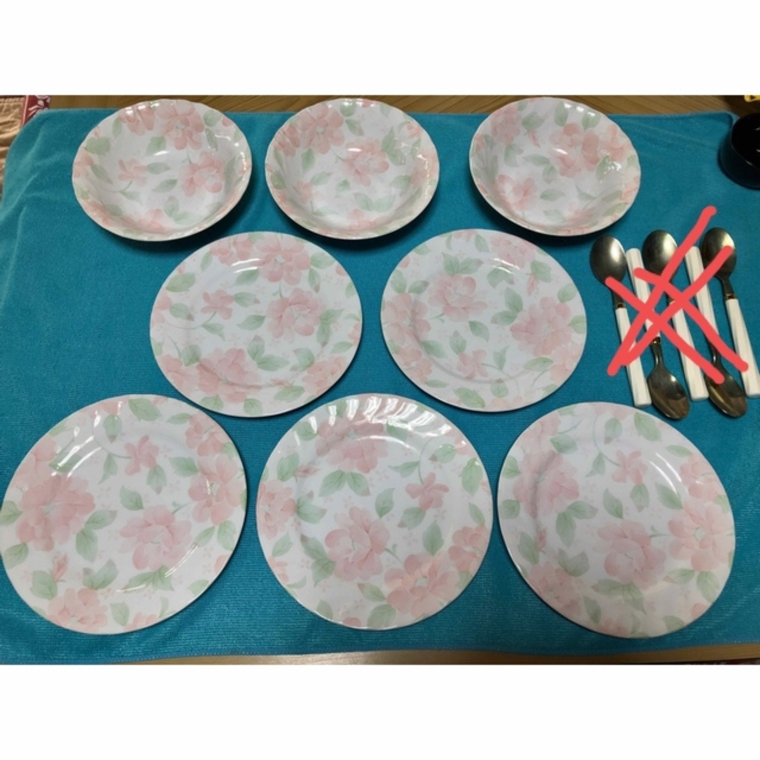 TONO(トノ)のなおちゃん様専用‼️454）【Honey Rose】平皿5・深皿3（中古） インテリア/住まい/日用品のキッチン/食器(食器)の商品写真