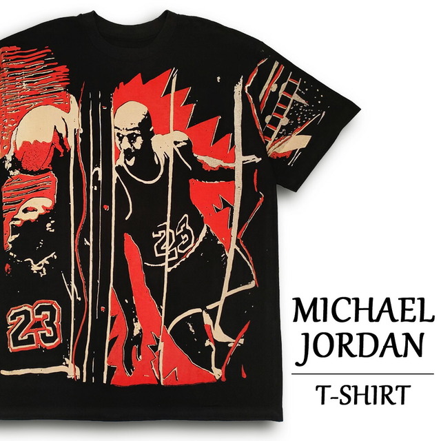 マイケル・ジョーダン Tシャツ 半袖  MICHAEL JORDAN  全面プリント  サイズ：メンズ XL 相当  ビッグサイズ  ブラック  【新品】