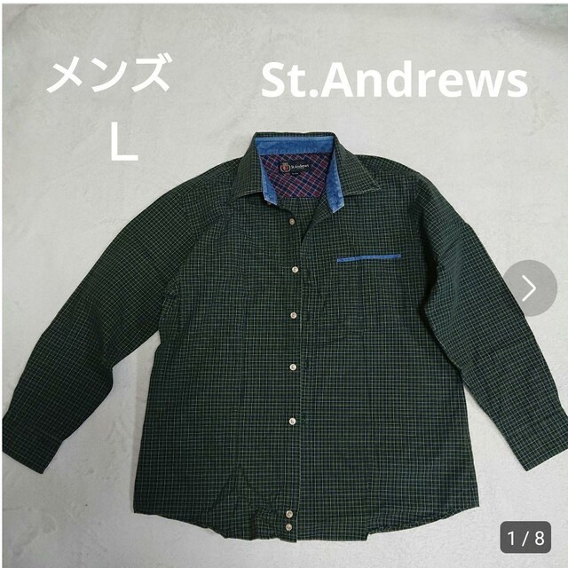 St.Andrews(セントアンドリュース)のメンズＬ  St.Andrews  セントアンドリュース  チェックシャツ スポーツ/アウトドアのゴルフ(ウエア)の商品写真