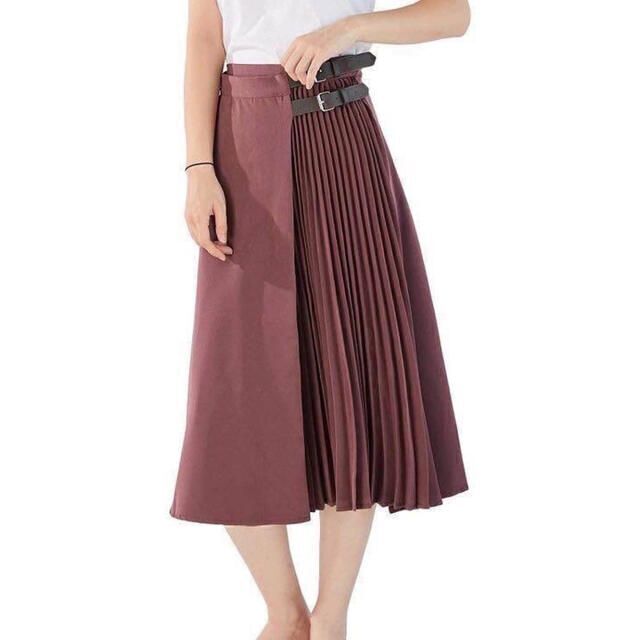 Le:ciel ルシェル　マキシ丈　ロングスカート　ワインレッド　トレンドカラー レディースのスカート(ひざ丈スカート)の商品写真