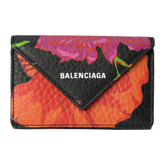 新品 バレンシアガ BALENCIAGA 3つ折り財布 ペーパー ブラック/ボタニカル-