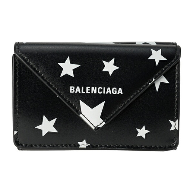 新品 バレンシアガ BALENCIAGA 3つ折り財布 ペーパー ブラック/ホワイト-