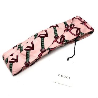 グッチ(Gucci)のグッチ GUCCI ホースビット 572206 ヘアバンド シルク ピンク 新品同様(ヘアゴム/シュシュ)