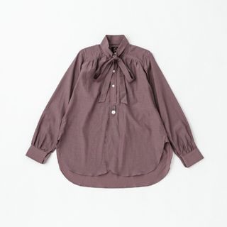 ビームスボーイ(BEAMS BOY)の超美品Needles リボンシャツ茶紫小豆1サイズ(シャツ/ブラウス(長袖/七分))