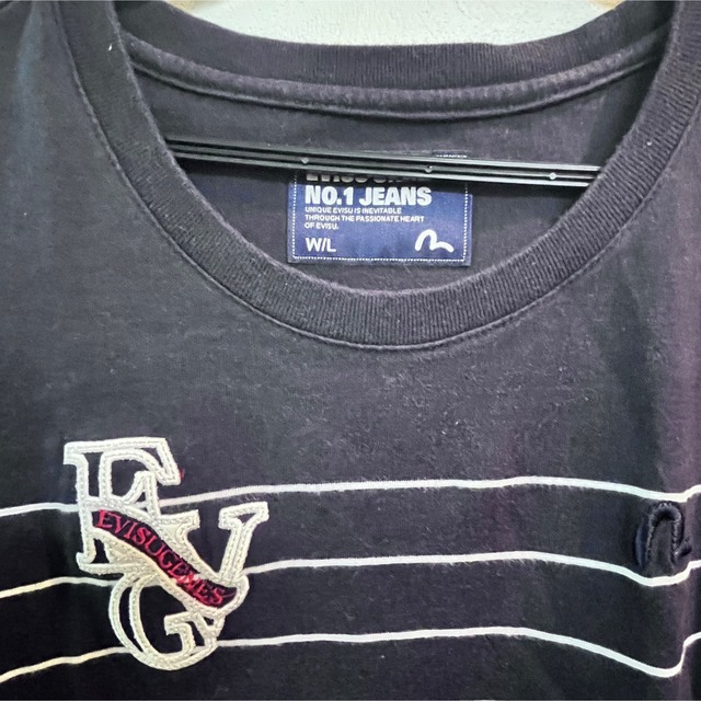 EVISU(エビス)のEVISU Tシャツ L 紺色 ボーダー メンズのトップス(Tシャツ/カットソー(半袖/袖なし))の商品写真