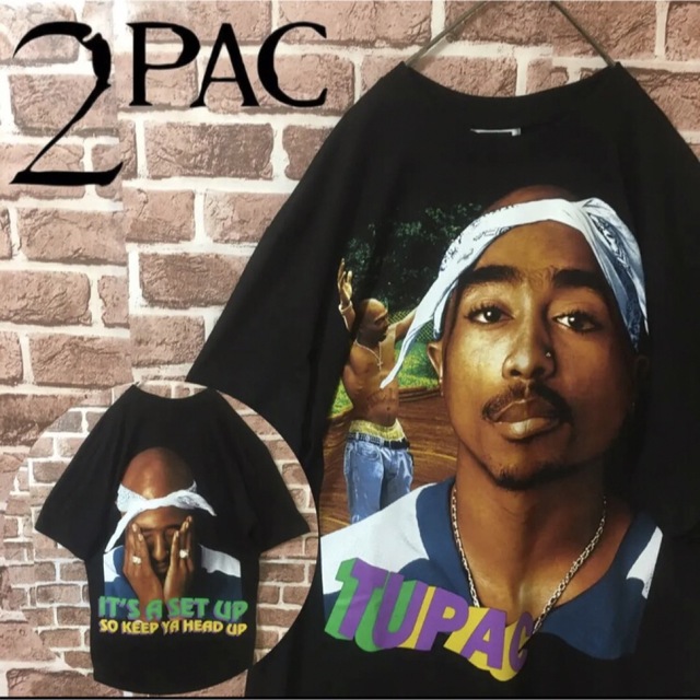 【大人気！】2PAC☆バンドTシャツ　両面プリント　ブラック　XLサイズ