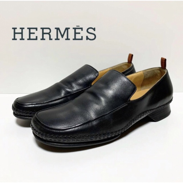 ☆良品 エルメス HERMES レザー ローファー シューズ 黒 size 36