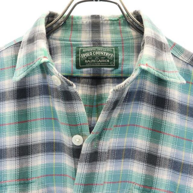 美品 L Polo Country ポロカントリー ネルシャツ チェック 緑