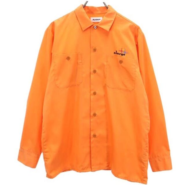XLARGE - エクストララージ バックロゴ刺繍 長袖 シャツ M オレンジ