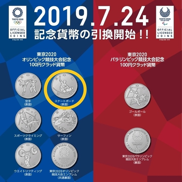 【※スケートボー50枚※】2020東京オリンピックパラリンピック競技大会記念貨幣