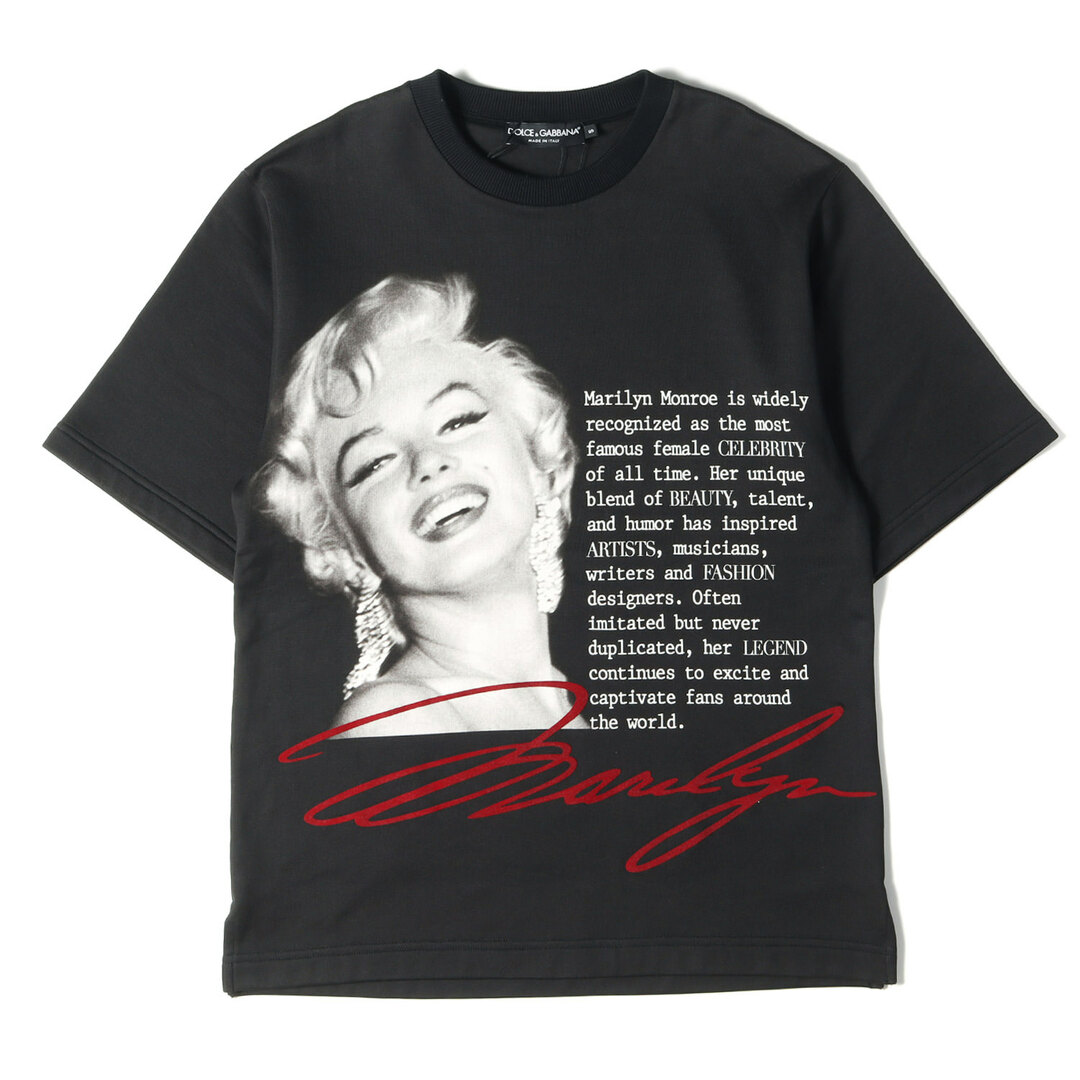 DOLCE&GABBANA ドルチェ&ガッバーナ スウェット Marilyn Monroe マリリン・モンロー半袖 スウェット トレーナー 2019年モデル ブラック 黒 S トップス カットソー 半袖 【メンズ】