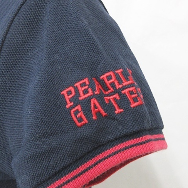 PEARLY GATES(パーリーゲイツ)のパーリーゲイツ ゴルフ ポロシャツ 半袖  刺繍 ワッペン リブ 紺 赤 1 スポーツ/アウトドアのゴルフ(ウエア)の商品写真