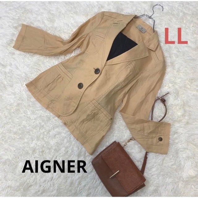 AIGNER(アイグナー)の【used◆ アイグナー；Lsize】リネン ジャケット◆匿名発送 レディースのジャケット/アウター(テーラードジャケット)の商品写真