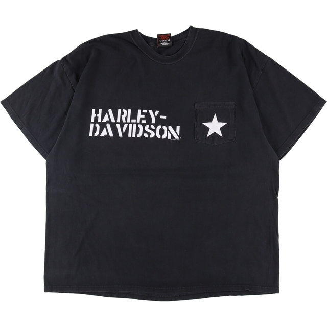 【2XLサイズ】ハーレーダビッドソン デカロゴ 両面プリント 胸ポケ Tシャツ