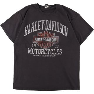 ヘインズ(Hanes)の古着 ヘインズ Hanes Harley-Davidson ハーレーダビッドソン モーターサイクル バイクTシャツ メンズL /eaa329833(Tシャツ/カットソー(半袖/袖なし))