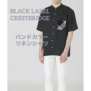 ブラックレーベルクレストブリッジ(BLACK LABEL CRESTBRIDGE)のBLACK LABEL CRESTBRIDGE リネン 半袖シャツ ブラック L(シャツ)