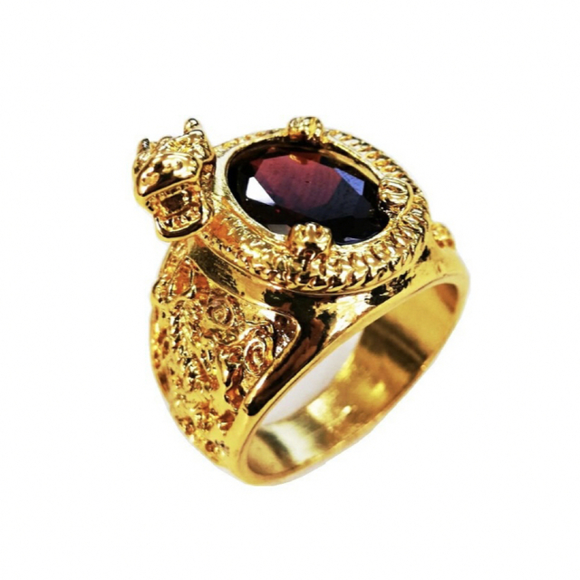 リング 皇帝 赤宝石 ドラゴン 龍 ゴールド ゴールドリング 21号 送料無料 レディースのアクセサリー(リング(指輪))の商品写真