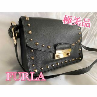 フルラ(Furla)の【極美品】Furla フルラ ジュリア 2wayショルダーバッグ 黒 スタッズ(ショルダーバッグ)