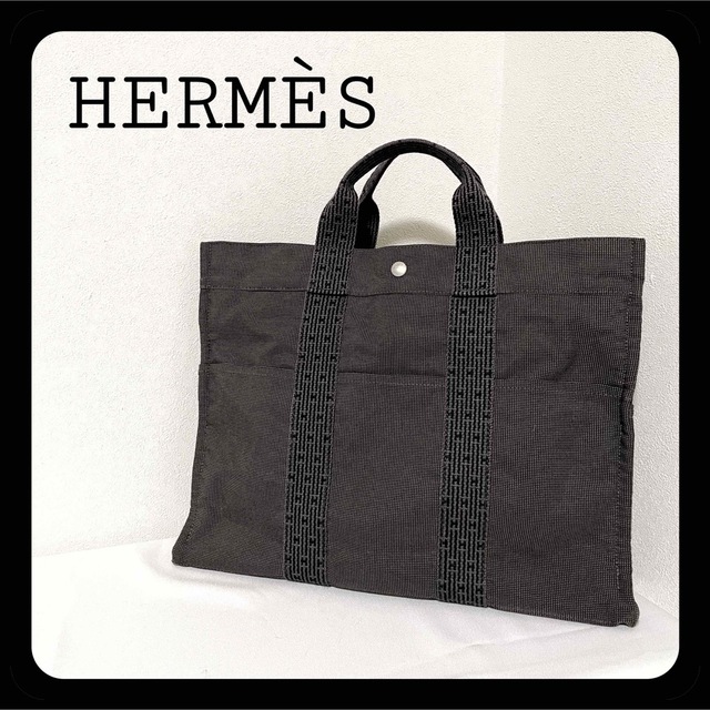 【美品】HERMES エルメス トートバッグ エールライン MM キャンバス