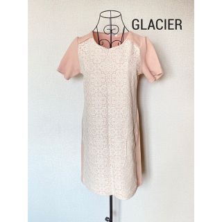 GLACIER グラシア　フロントレース 半袖ミニワンピース ピンクベージュ(ミニワンピース)