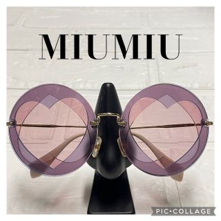 miumiu ミュウミュウ ラウンドハートサングラス ピンク パープル