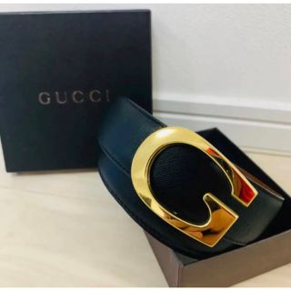 グッチ(Gucci)の極美品 GUCCI (グッチ) ベルト レザー Gバックル ブラック×ゴールド(ベルト)