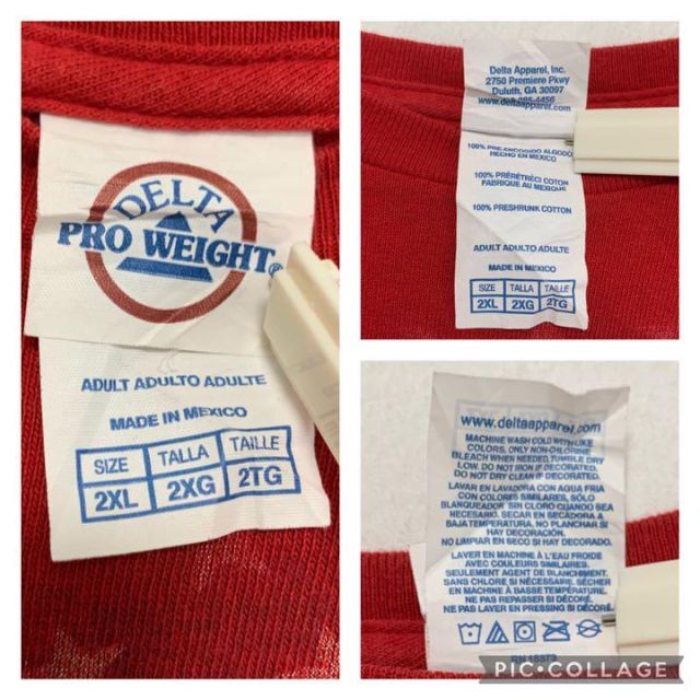 DELTA PRO WEIGHT  USA古着　レッド　赤　2XL　Tシャツ メンズのトップス(Tシャツ/カットソー(半袖/袖なし))の商品写真