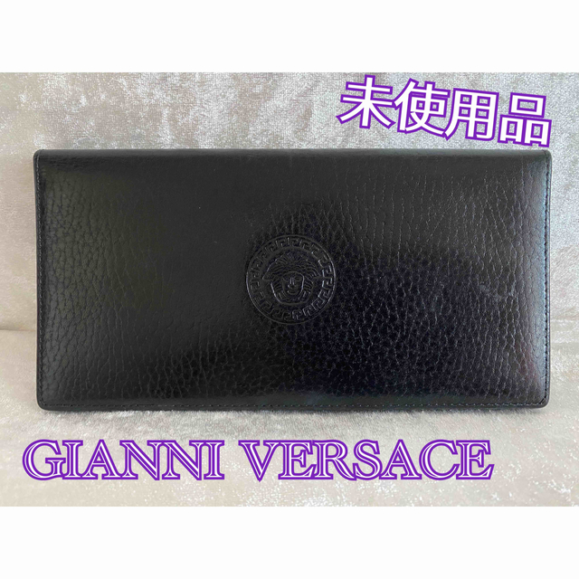 美品】GIANNI VERSACE(ジャンニ ヴェルサーチ) 黒 長財布 - 長財布