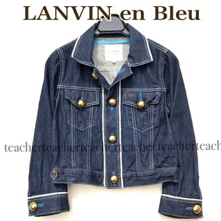 ランバンオンブルー(LANVIN en Bleu)のネイビーブルー デニムジャケット Gジャン コットン 綿100 可愛い(Gジャン/デニムジャケット)