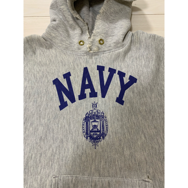 80s チャンピオン　リバースウィーブ　navy 染み込み