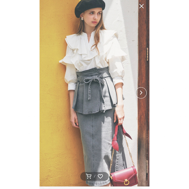 Noela(ノエラ)のnoela　ウエストペプラムデニムスカート レディースのスカート(ひざ丈スカート)の商品写真