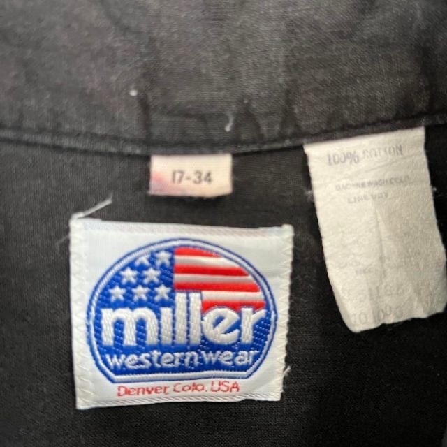 MILLER(ミラー)の4枚おまとめ！古着MILLER切替カラーウエスタンシャツ　サイズXL 黒×青. メンズのトップス(シャツ)の商品写真