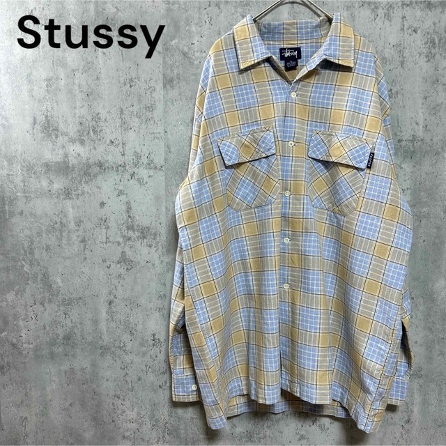 OLD STUSSY 90's ボックスシルエット チェックオープンカラーシャツ 新製品 12587円