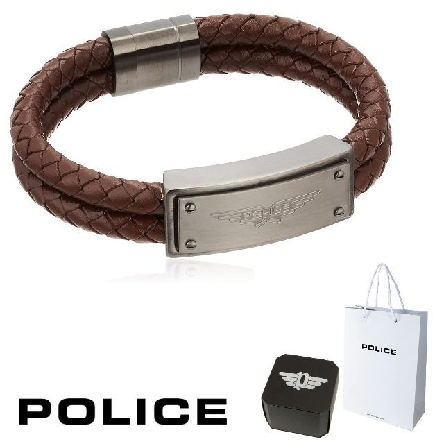 新品 ポリス POLICE ブレスレット ＶIGAN GB2102533ガンメタレザー