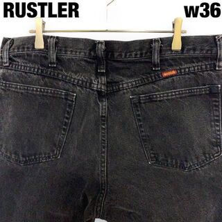 ラングラー(Wrangler)のRUSTLER w36 アメリカ古着ブラックジーンズデニムパンツ黒パン　メンズ(デニム/ジーンズ)