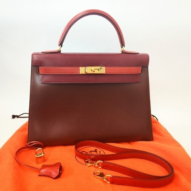 HERMES エルメス ケリー32 トリコロール カーフ 外縫い