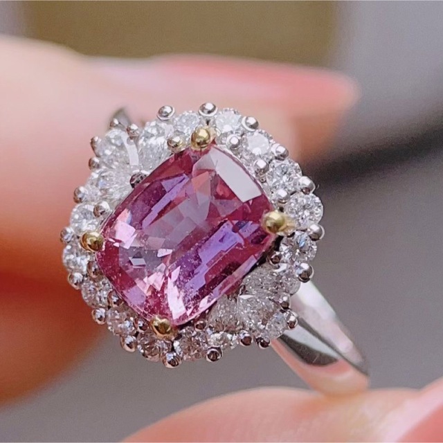 最新最全の 天然 パパラチアサファイア ダイヤ リング2.05ct k18