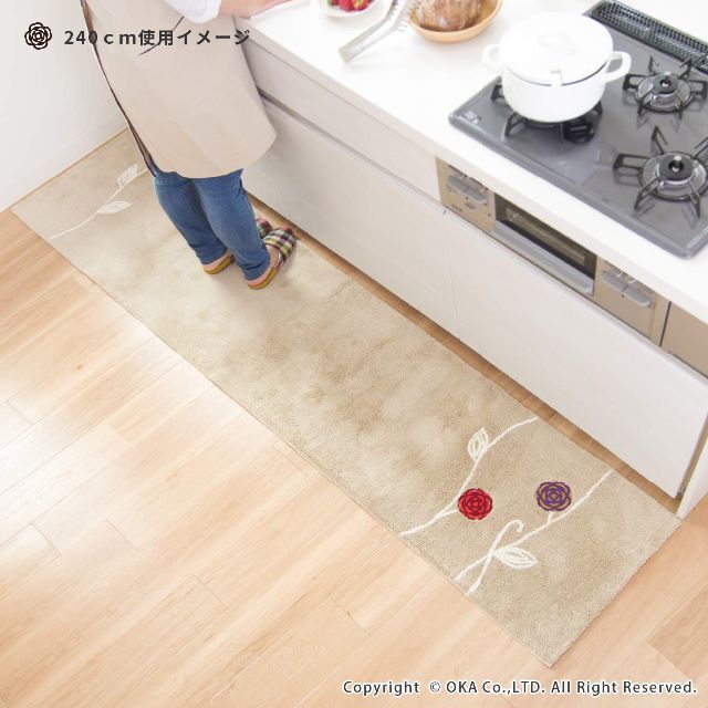 オカ エトフ キッチンマット 約50×240cm ベージュ インテリア/住まい/日用品のキッチン/食器(その他)の商品写真