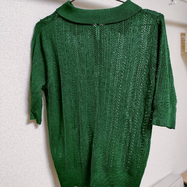 しまむら(シマムラ)のHK works london ❣ ニット ポロシャツ グリーン レース 緑 レディースのトップス(シャツ/ブラウス(半袖/袖なし))の商品写真