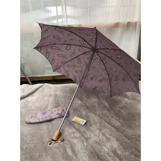 新品未使用訳あり　42cm 　高級折りたたみ日傘カバー有　女性用 くすみピンク レディースのファッション小物(傘)の商品写真