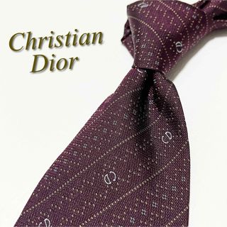 クリスチャンディオール(Christian Dior)の激レア【美品】クリスチャンディオール ネクタイ CD柄 ストライプ シルク(ネクタイ)