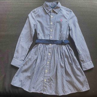 ポロラルフローレン(POLO RALPH LAUREN)の美品☆ポロラルフローレン　シャツワンピ　ベルト付き　7歳(ワンピース)