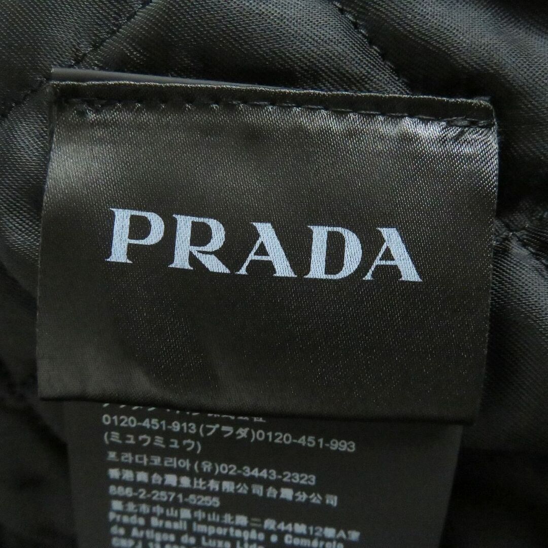 極美品□2018年製 PRADA/プラダ 襟元ヌートリアファー ホースハイド 中綿入り レザージャケット/ボンバージャケット 黒 50 伊製 正規品