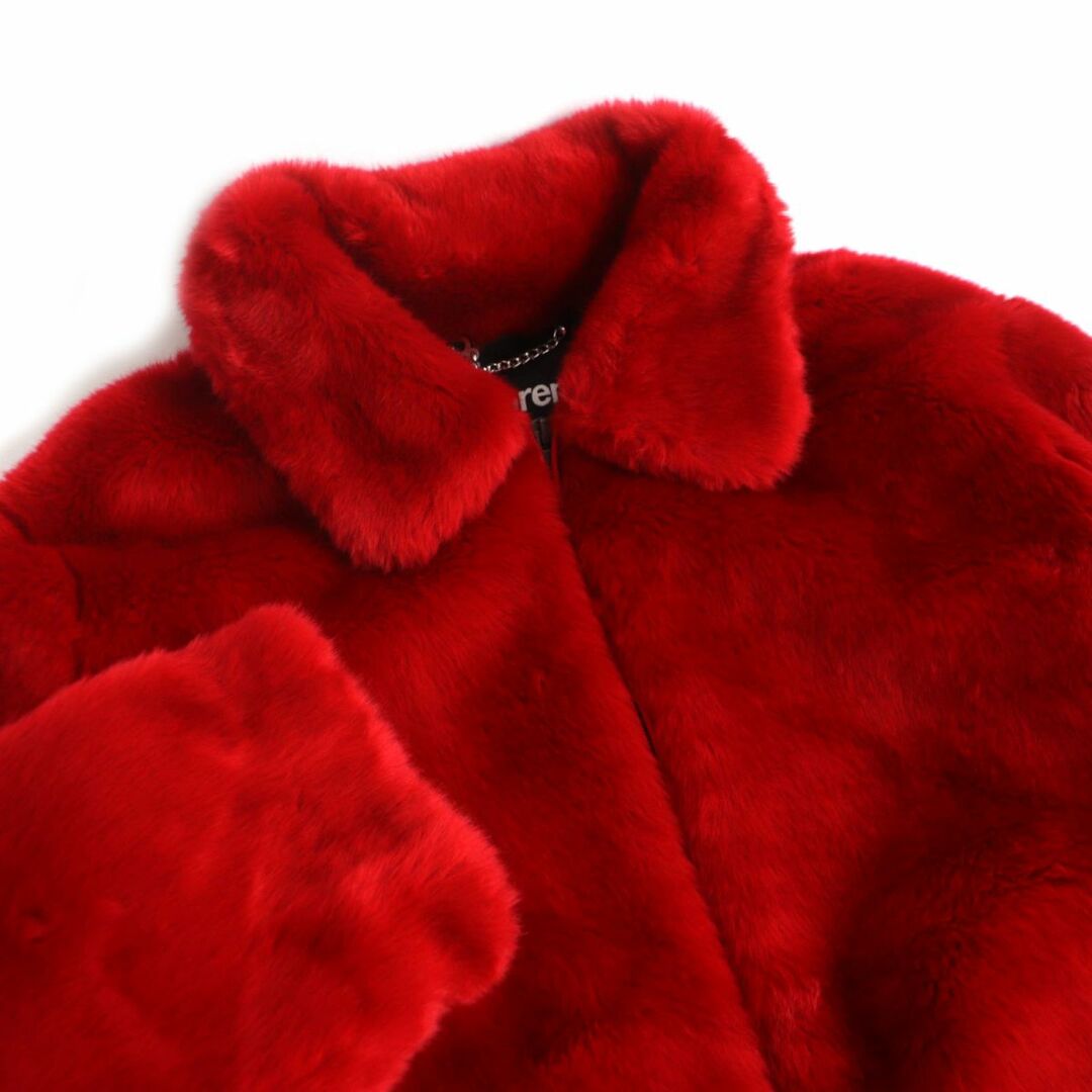 極美品□Supreme/シュプリーム Faux Fur Bomber Jacket バックロゴ 裏ロゴ総柄 ZIPUP フェイクファー ボンバージャケット レッド M 正規品 2