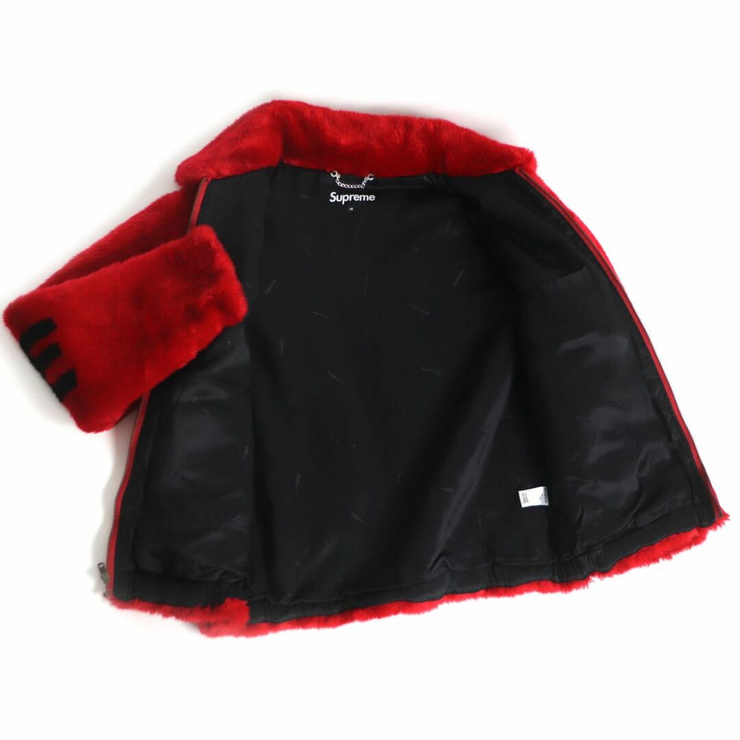 極美品□Supreme/シュプリーム Faux Fur Bomber Jacket バックロゴ 裏ロゴ総柄 ZIPUP フェイクファー ボンバージャケット レッド M 正規品 3